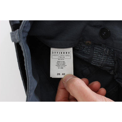 John Galliano Blue Cotton Blend Slim Fit High Waist Jeans