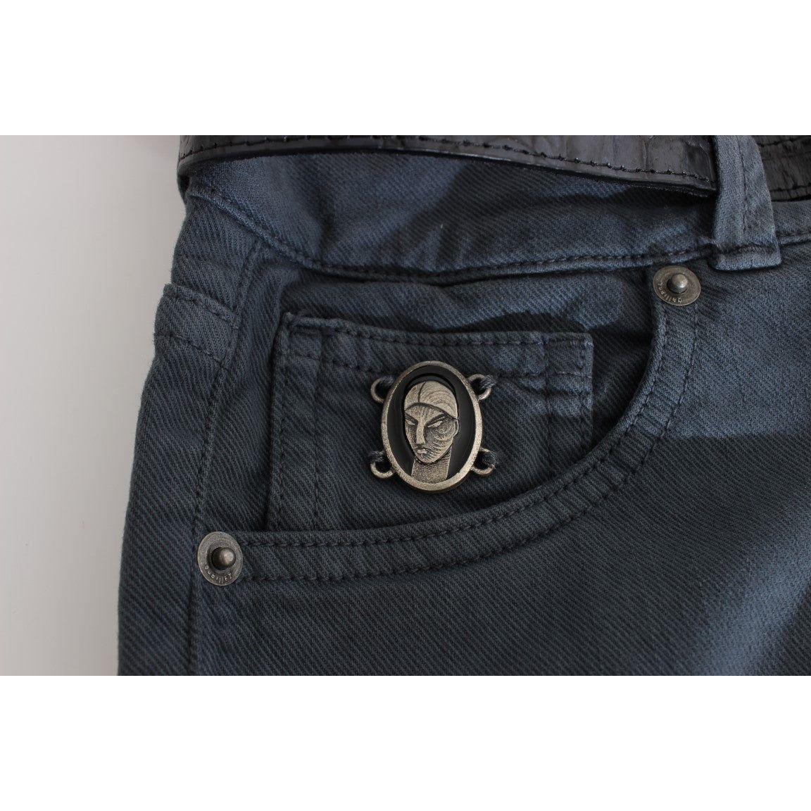 John Galliano Blue Cotton Blend Slim Fit High Waist Jeans SIG30180-2