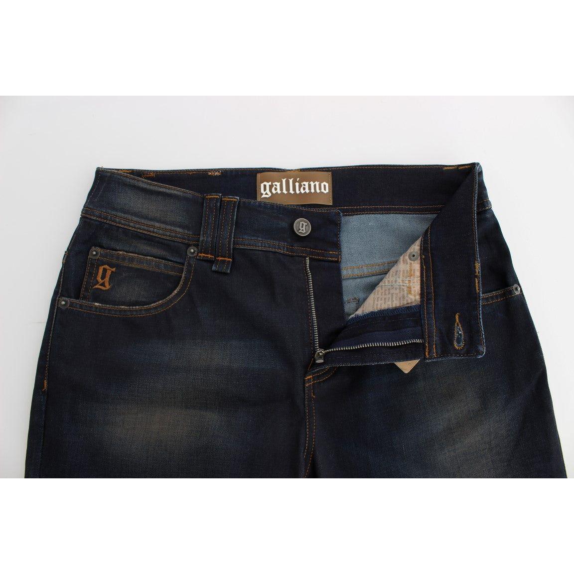 John Galliano Blue Wash Cotton Blend Boyfriend Fit Jeans