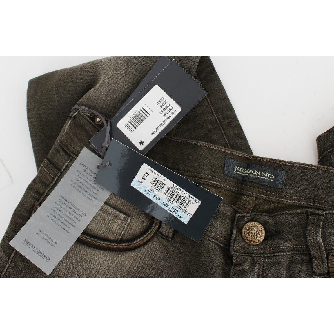 Ermanno Scervino Gray Wash Cotton Blend Slim Fit Jeans SIG30294-2