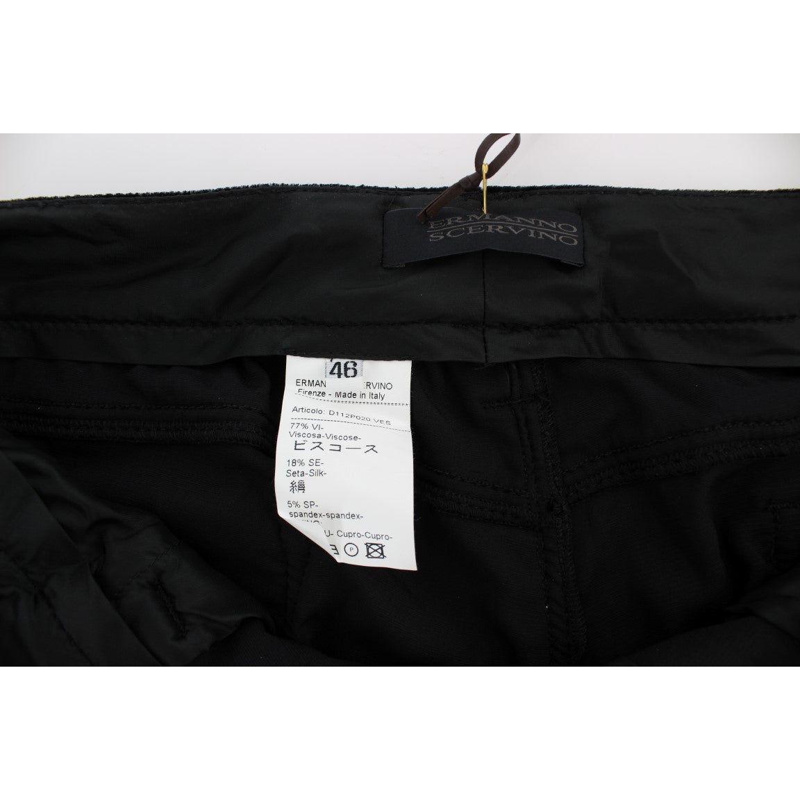 Ermanno Scervino Black Viscose Blend Velvet Slim Fit Pants SIG30302-2