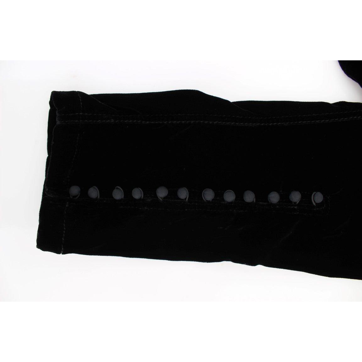 Ermanno Scervino Black Viscose Blend Velvet Slim Fit Pants SIG30302-2