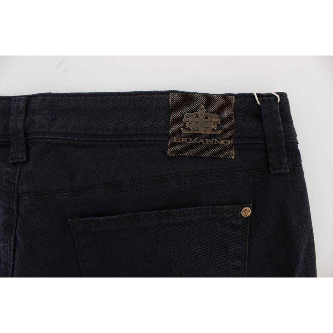 Ermanno Scervino Blue Cotton Blend Casual Fit Pants SIG30330-1
