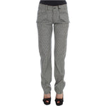 Ermanno Scervino Black White Checkered Cotton Casual Pants SIG30394-1
