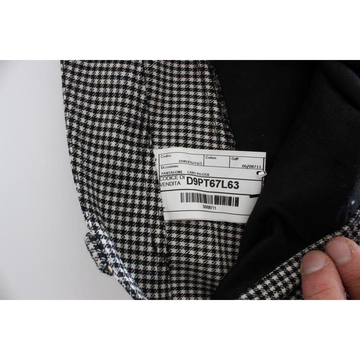 Ermanno Scervino Black White Checkered Cotton Casual Pants SIG30394-1