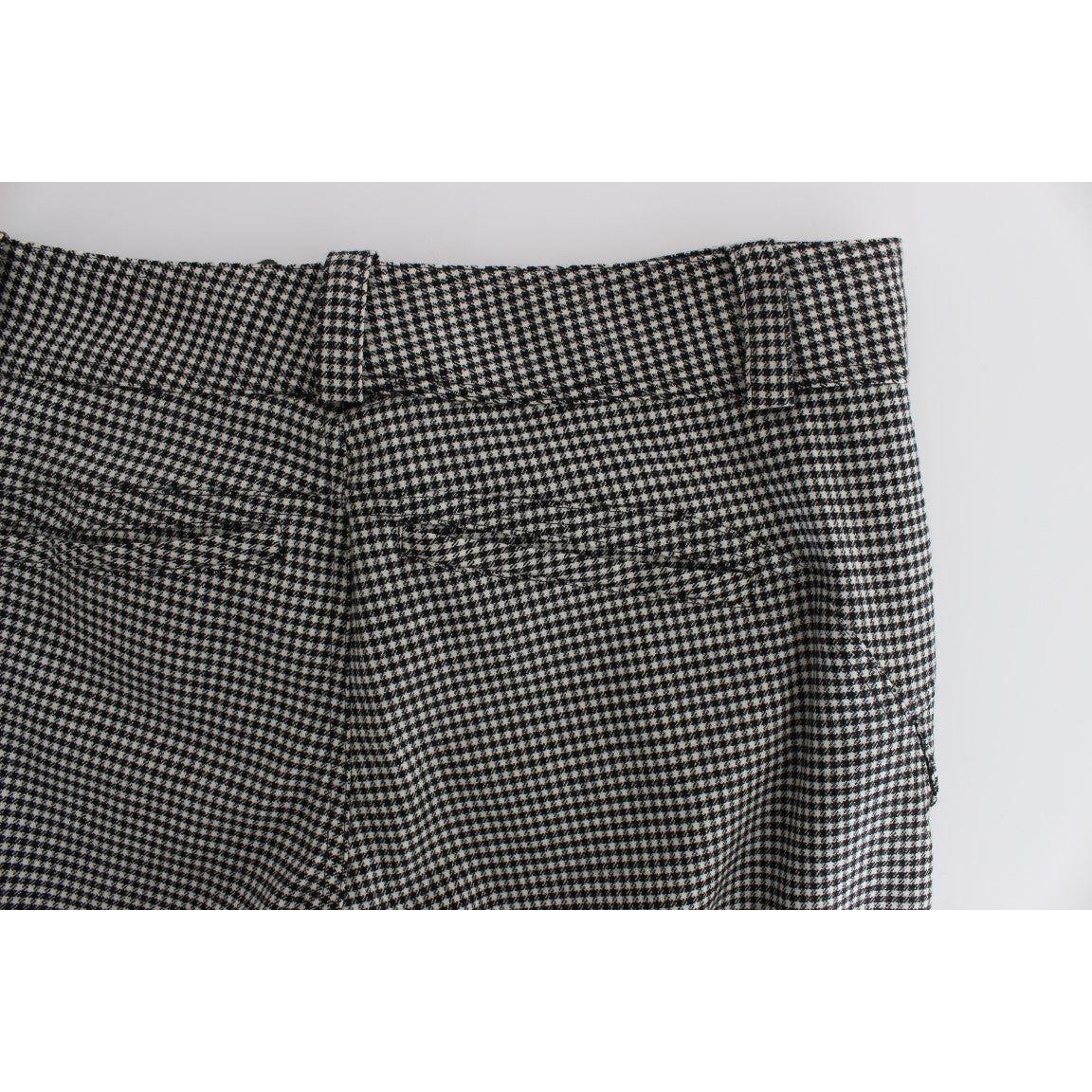 Ermanno Scervino Black White Checkered Cotton Casual Pants SIG30394-1