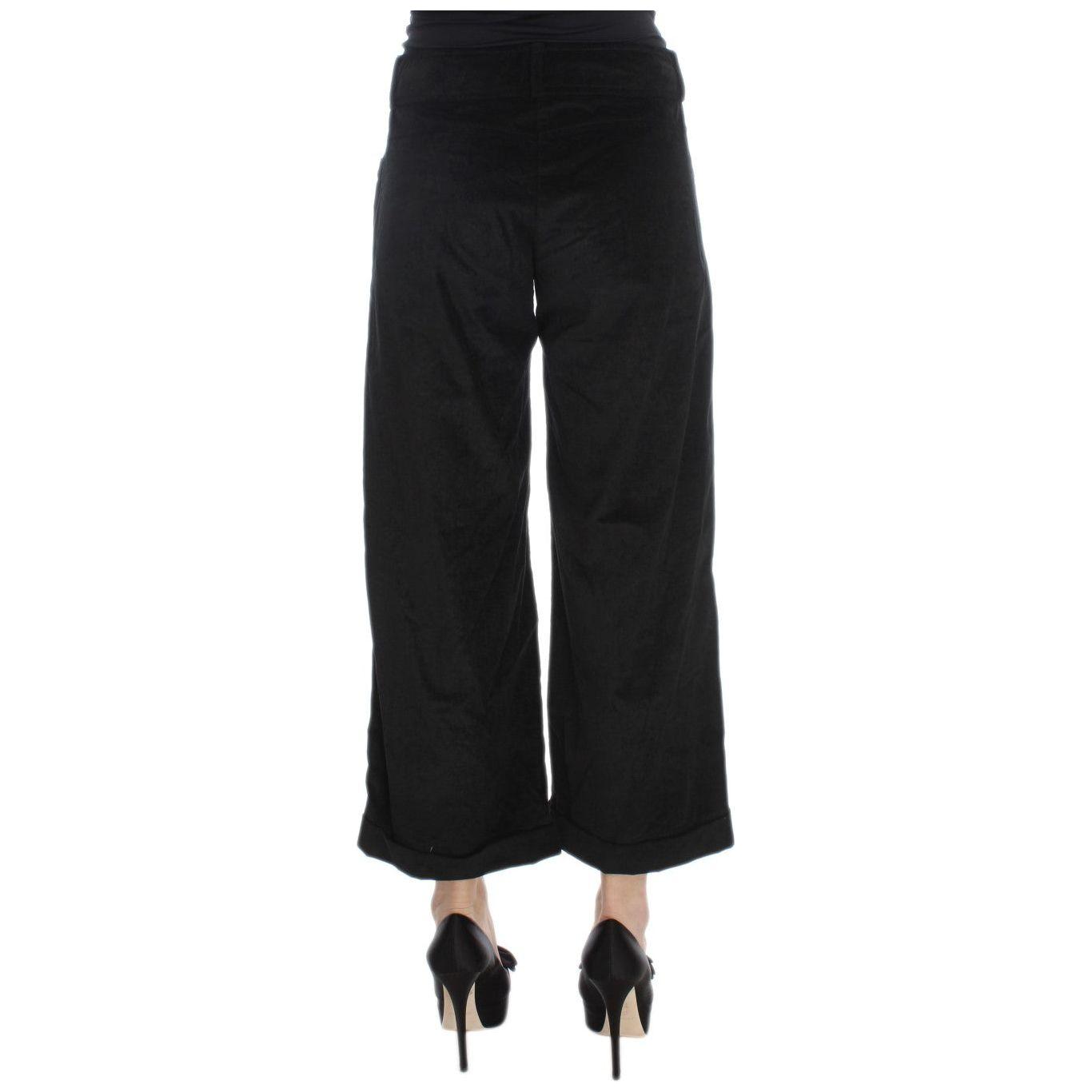 Ermanno Scervino Black Velvet Cotton Capri Bootcut Pants SIG30396-1