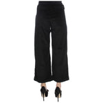 Ermanno Scervino Black Velvet Cotton Capri Bootcut Pants SIG30396-1