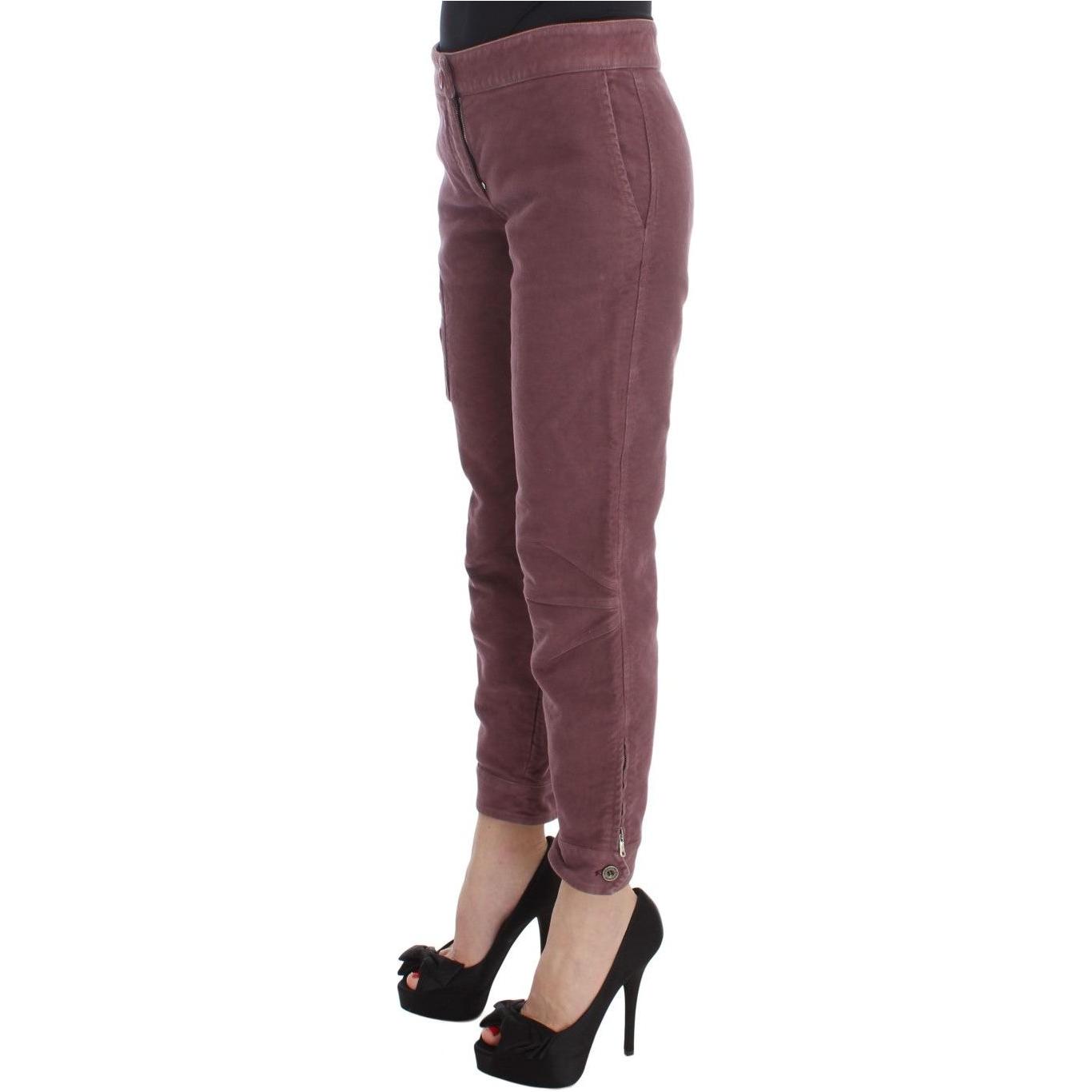 Ermanno Scervino Bordeaux Cotton Cropped Cargo Pants