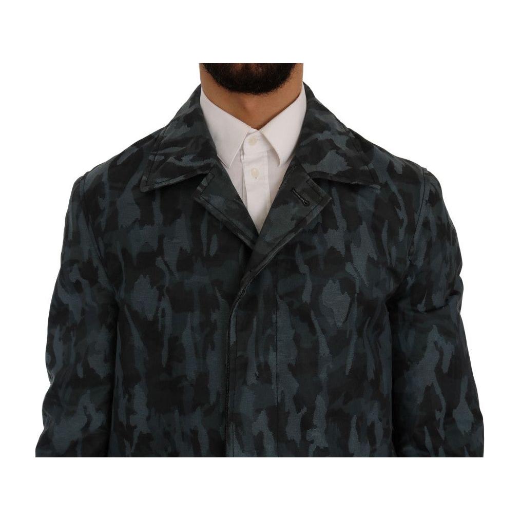 Dolce & Gabbana Blue Camouflage Trench Trench Coats & Jackets