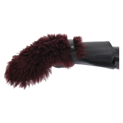 Dolce & Gabbana Black Leather Bordeaux Shearling Gloves