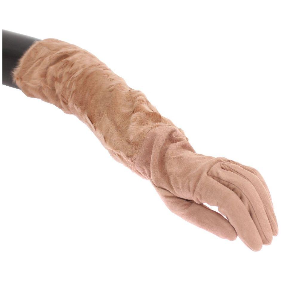 Dolce & Gabbana Beige Suede Xiangao Fur Elbow Gloves