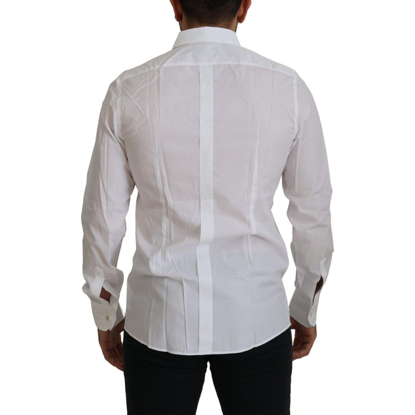 Dolce & Gabbana White Cotton Peacock Feather Formal GOLD Shirt TSH7502- 41