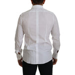 Dolce & Gabbana White Cotton Peacock Feather Formal GOLD Shirt TSH7502- 41