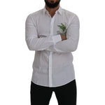 Dolce & Gabbana White Cotton Peacock Feather Formal GOLD Shirt TSH7502- 41