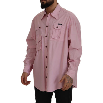 Dolce & Gabbana Pink Casual Button Down Long Sleeves Shirt
