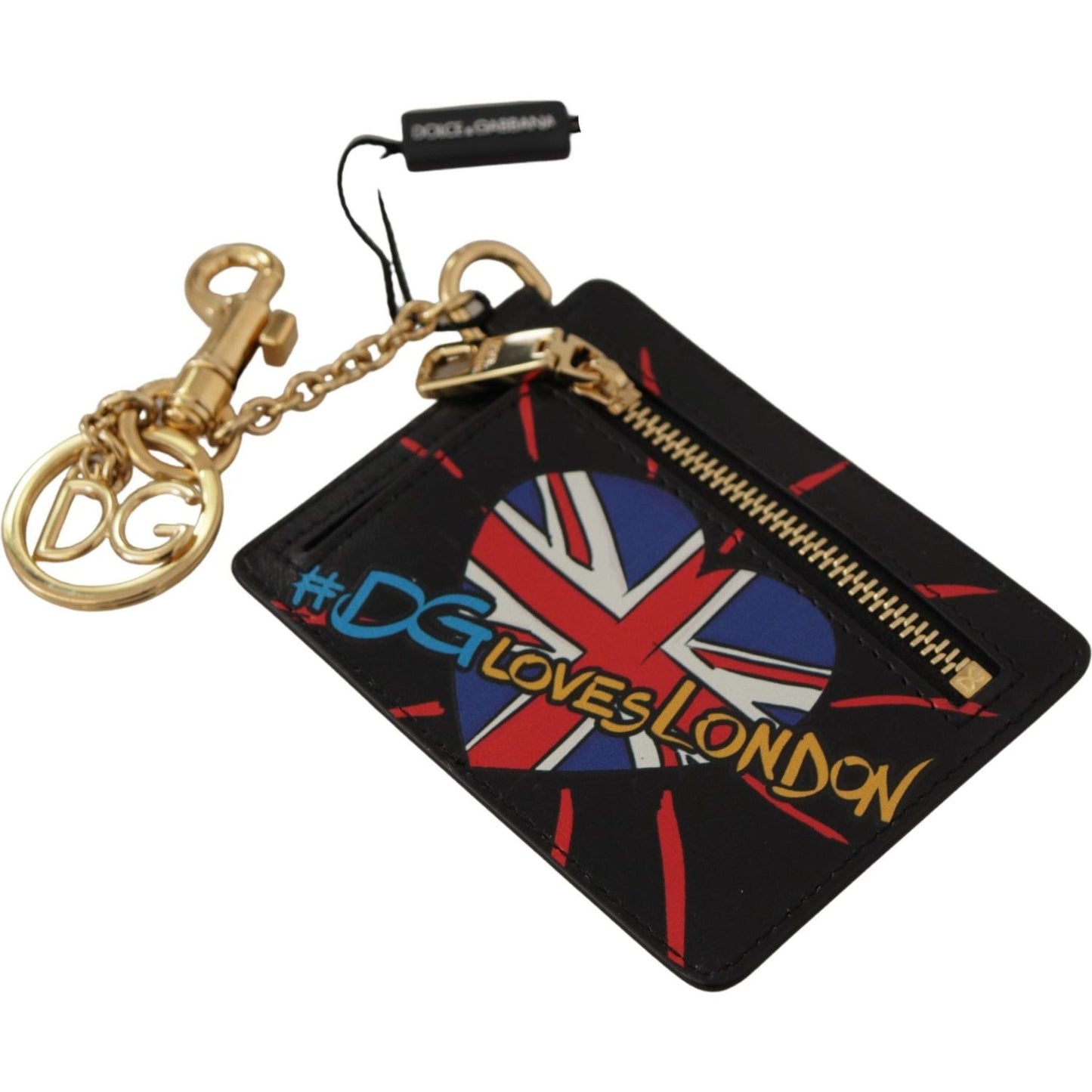 Dolce & Gabbana Black Leather #DGLovesLondon Keyring Cardholder Coin Case VAS130609