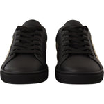 Dolce & Gabbana Black Gold Leather Low Top Sneakers Womens Shoes