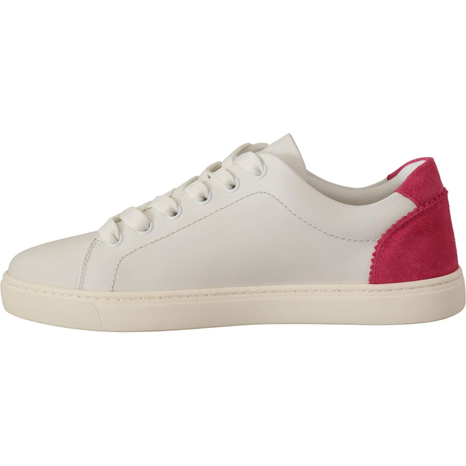 Dolce & Gabbana White Pink Leather Low Top Sneakers Womens Shoes