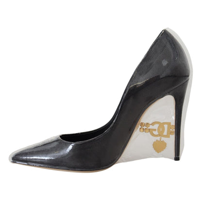 Dolce & Gabbana Black Leather Heels Pumps Plastic Wrapped Shoes