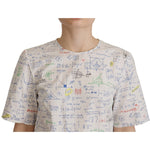 Dolce & Gabbana White Cotton Algebra Print Short Sleeves Top TSH7834- 38