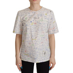 Dolce & Gabbana White Cotton Algebra Print Short Sleeves Top TSH7834- 38