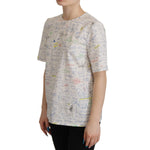 Dolce & Gabbana White Cotton Algebra Print Short Sleeves Top TSH7834- 38