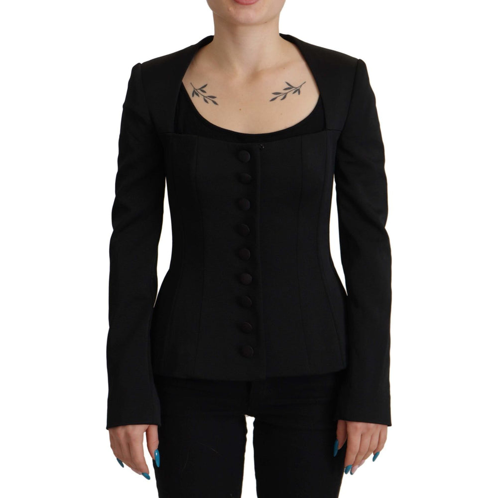 Dolce & Gabbana Black Slim Fit Long Sleeves Snap Jacket JKT3325- 38