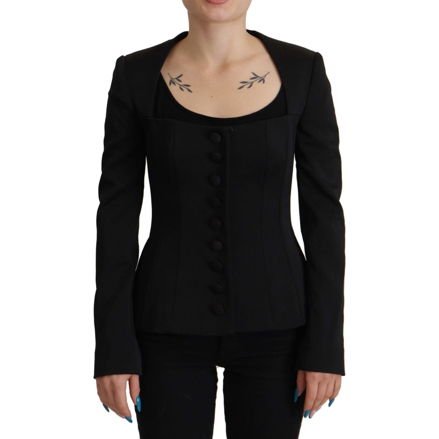 Dolce & Gabbana Black Slim Fit Long Sleeves Snap Jacket JKT3325- 38