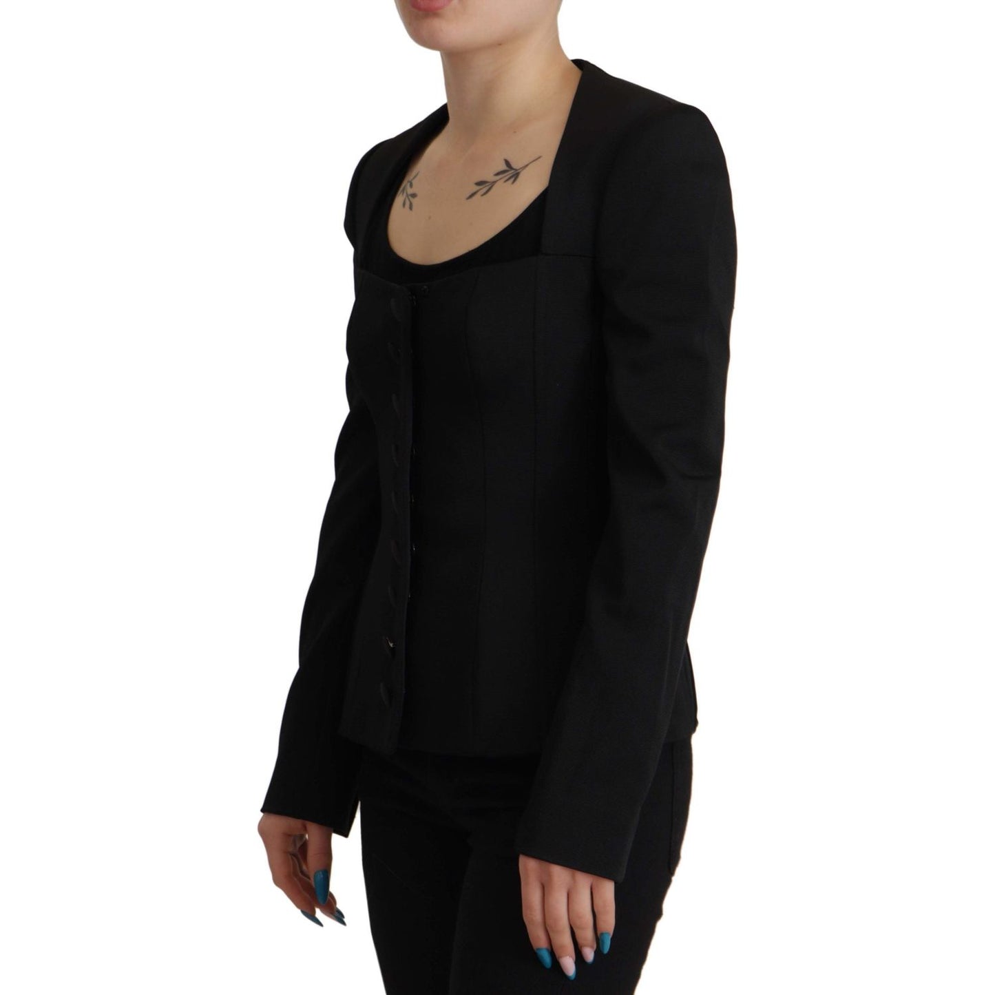 Dolce & Gabbana Black Slim Fit Long Sleeves Snap Jacket JKT3325- 38