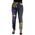 Dolce & Gabbana Blue Patchwork High Waist Denim Jeans PAN73061- 40
