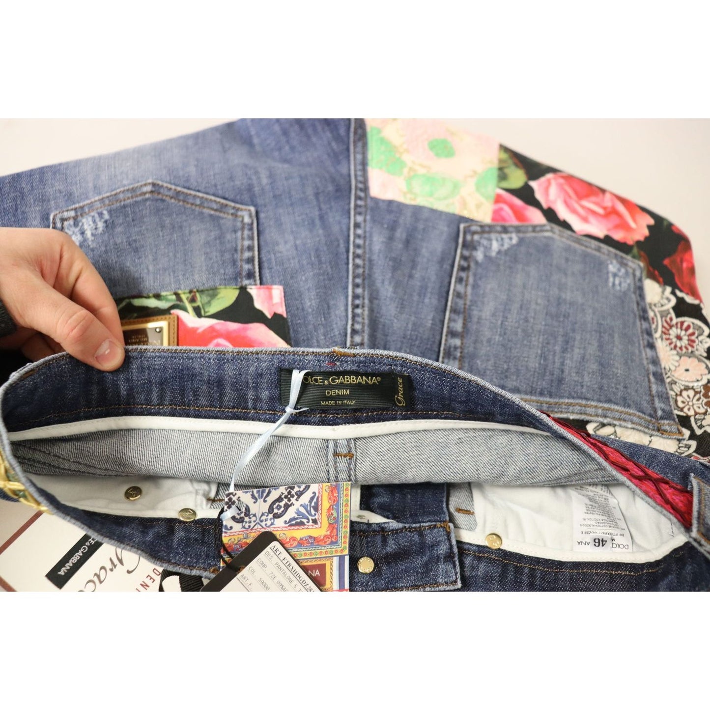 Dolce & Gabbana Blue Patchwork High Waist Denim Jeans PAN73061- 40