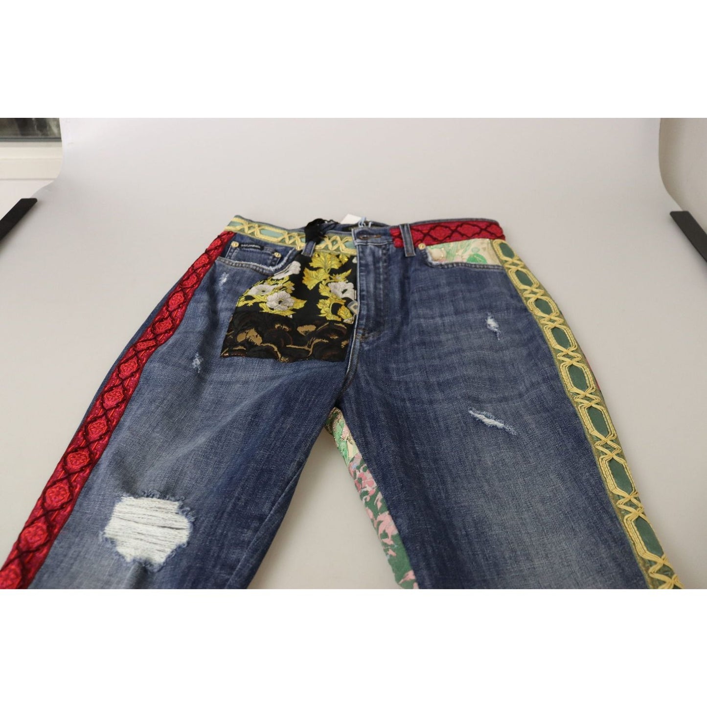 Dolce & Gabbana Blue Patchwork High Waist Denim Jeans PAN73061- 40