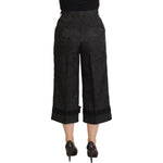 Dolce & Gabbana Black Brocade Cropped High Waist Pants PAN73078- 36