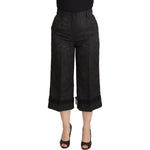 Dolce & Gabbana Black Brocade Cropped High Waist Pants PAN73078- 36