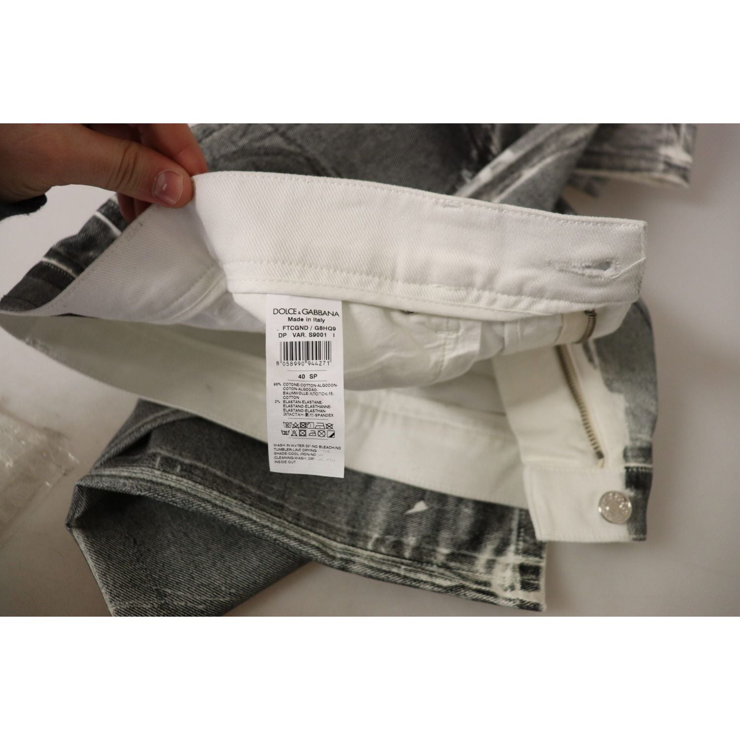 بنطلون جينز رمادي بخصر مرتفع من دولتشي آند غابانا