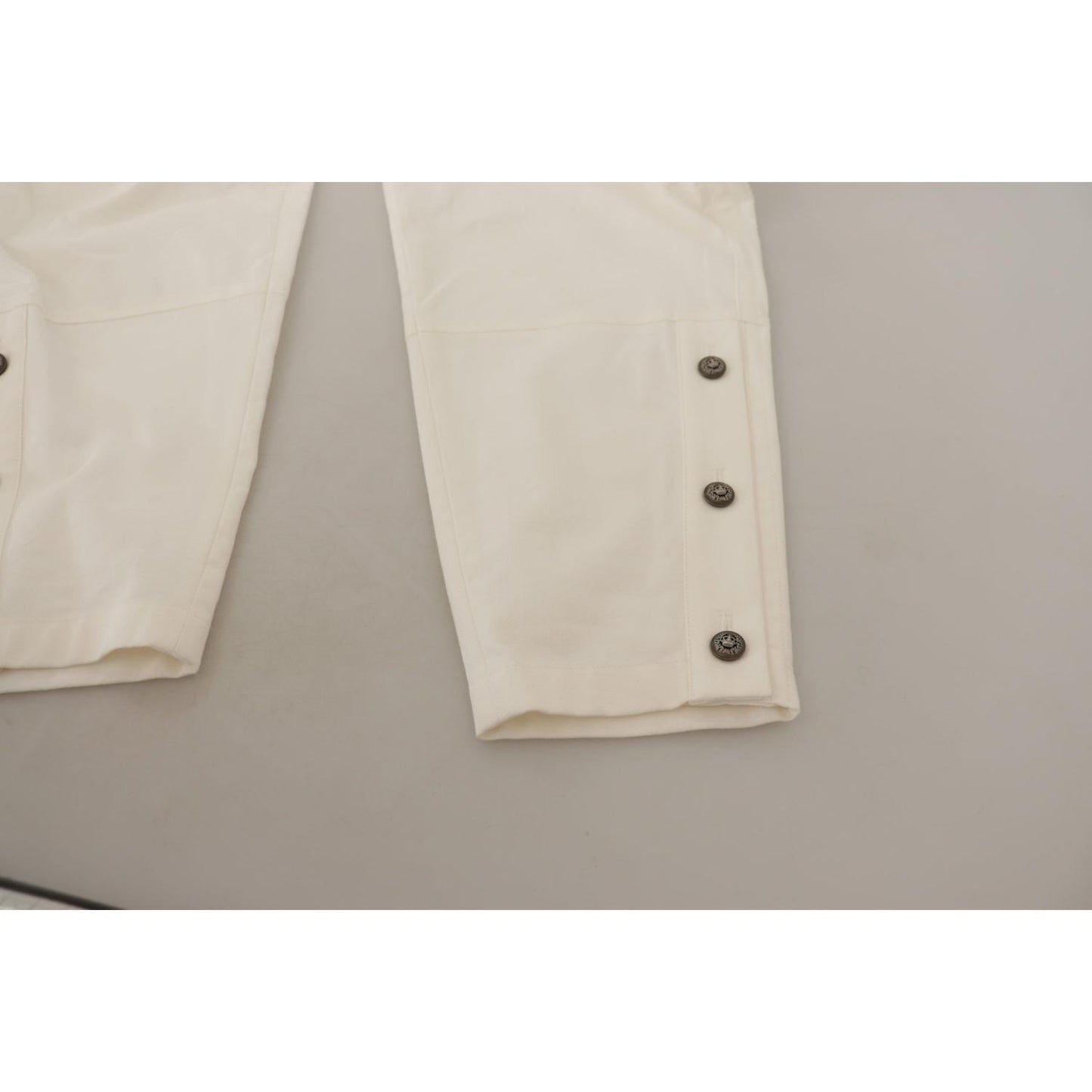 Dolce & Gabbana White High Waist Tapered Women Cotton Pants