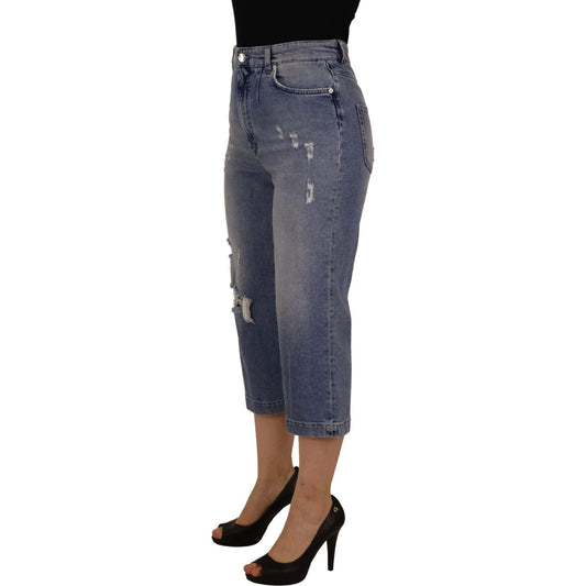 Dolce & Gabbana Blue Washed High Waist Cropped Denim Jeans PAN73105- 44