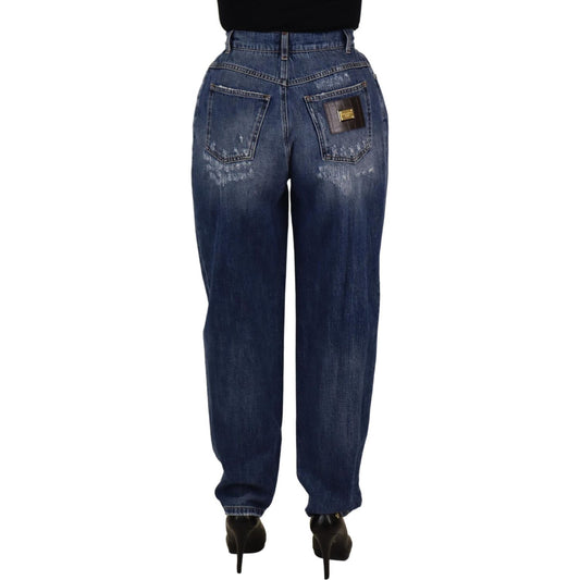 Dolce & Gabbana Blue Washed High Waist Loose Fit Pants PAN73085- 40