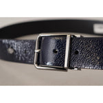 Dolce & Gabbana Blue Patent Leather Vernice Silver Logo Buckle Belt BEL8497 -90