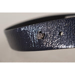 Dolce & Gabbana Blue Patent Leather Vernice Silver Logo Buckle Belt BEL8497 -90