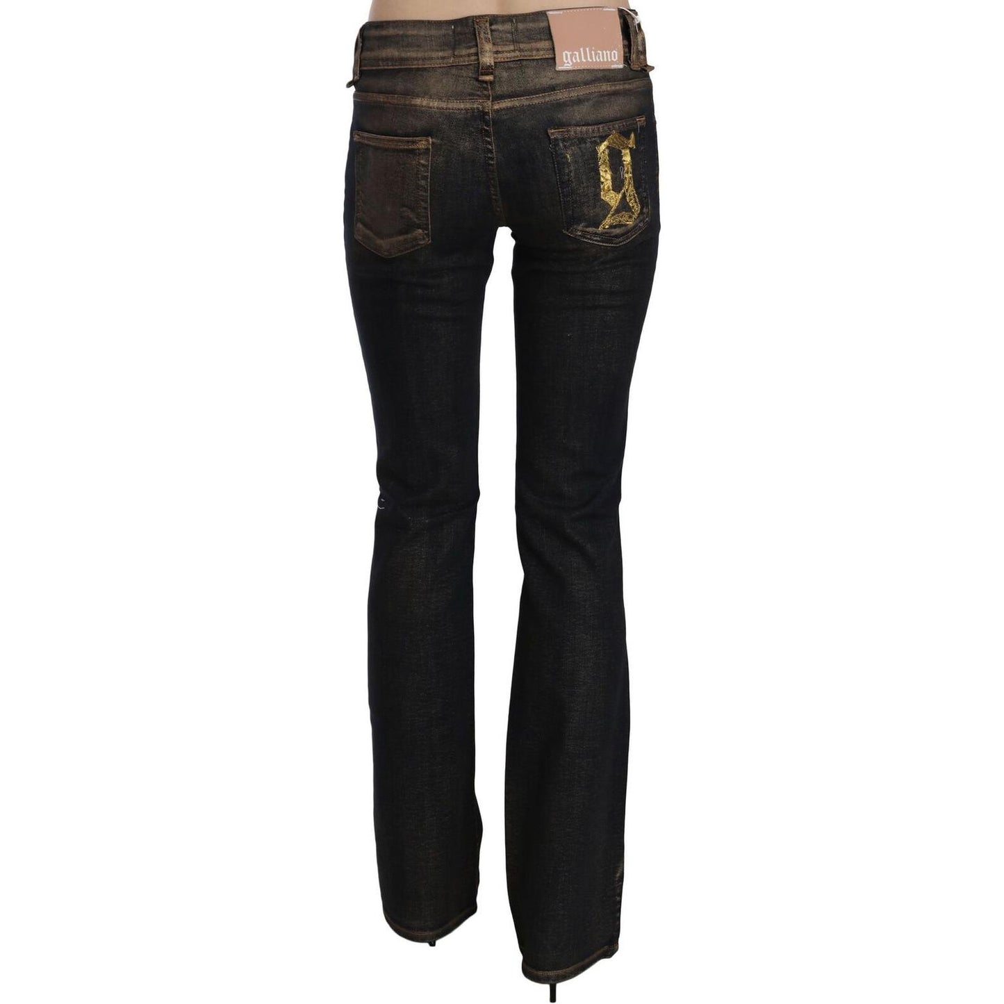John Galliano Black Washed Mid Waist Flared Denim Pants Cotton PAN70554- 24