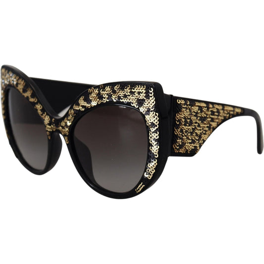 Dolce & Gabbana Black Gold Sequin Butterfly Polarized DG4326 Sunglasses GLA1189