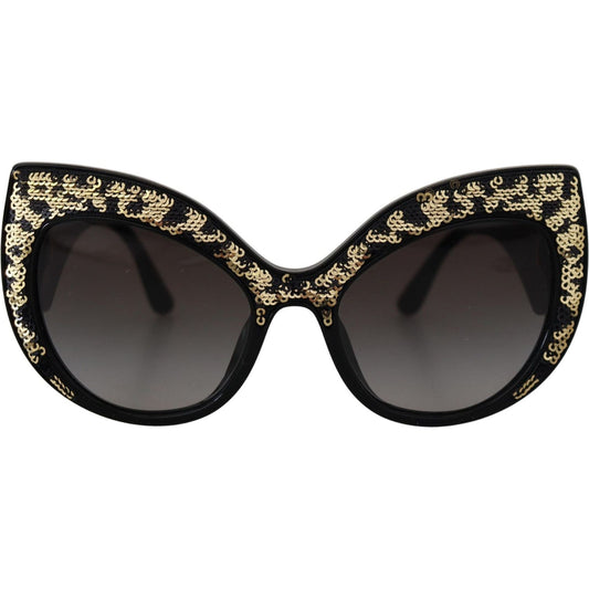 Dolce & Gabbana Black Gold Sequin Butterfly Polarized DG4326 Sunglasses GLA1189