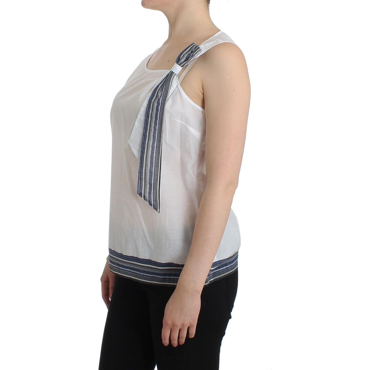 Ermanno Scervino White Blue Top Blouse Tank Shirt Sleeveless