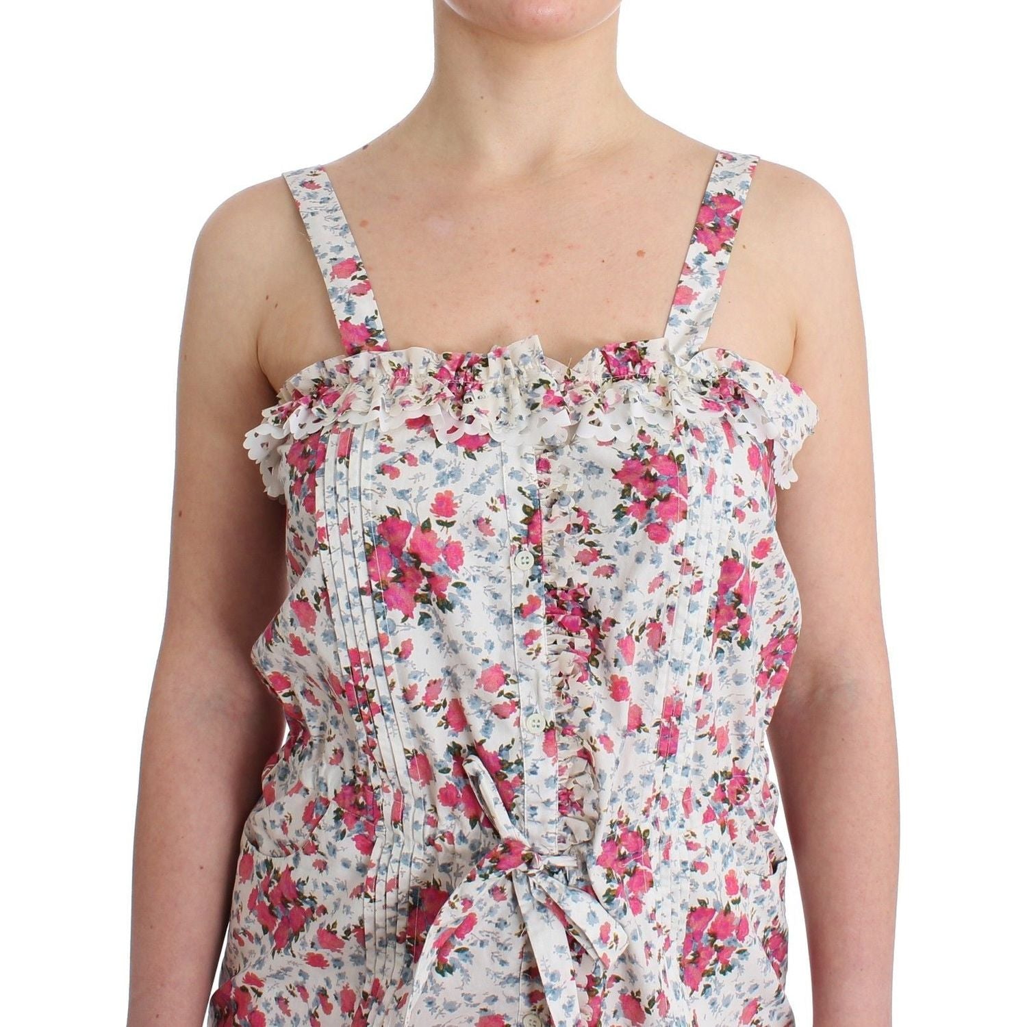 Ermanno Scervino Beachwear Pink Floral Beach Mini Dress Short