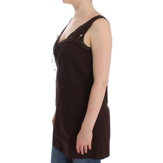 Ermanno Scervino Beachwear Brown Cotton Stretch Tunic Dress SIG12584-1