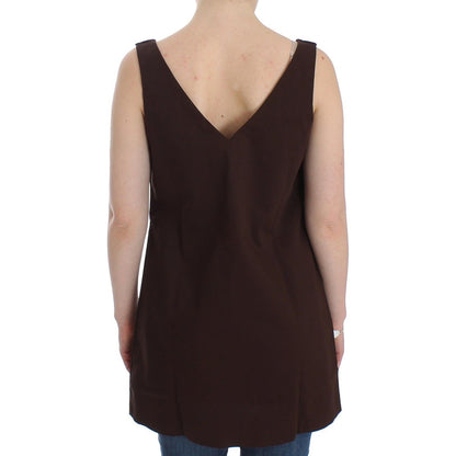 Ermanno Scervino Beachwear Brown Cotton Stretch Tunic Dress