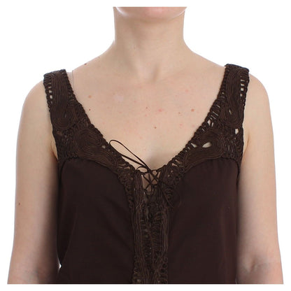 Ermanno Scervino Beachwear Brown Cotton Stretch Tunic Dress