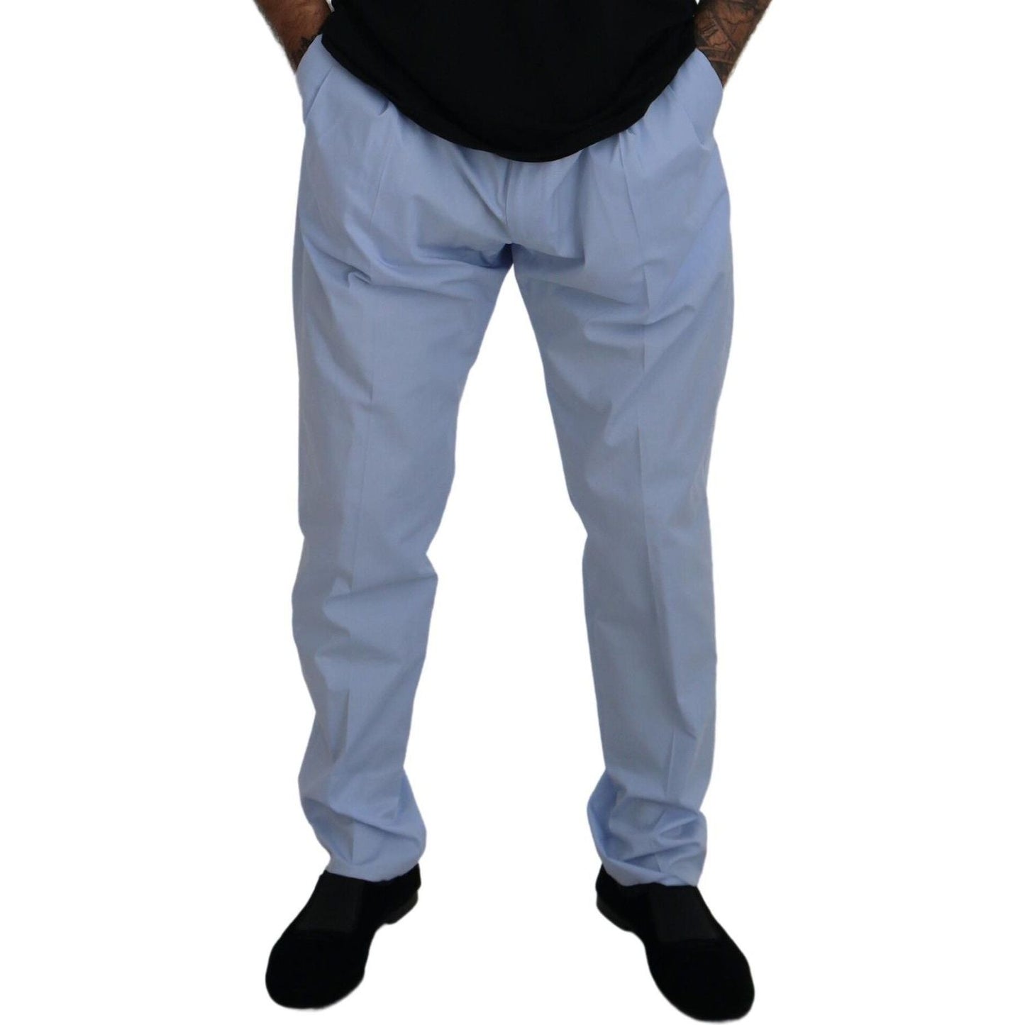 Dolce & Gabbana Blue Cotton Stretch Trousers Chinos Pants
